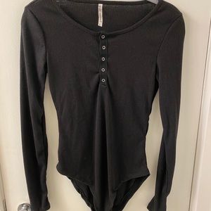 Icon Apparel Black Long Sleeve Bodysuit Large